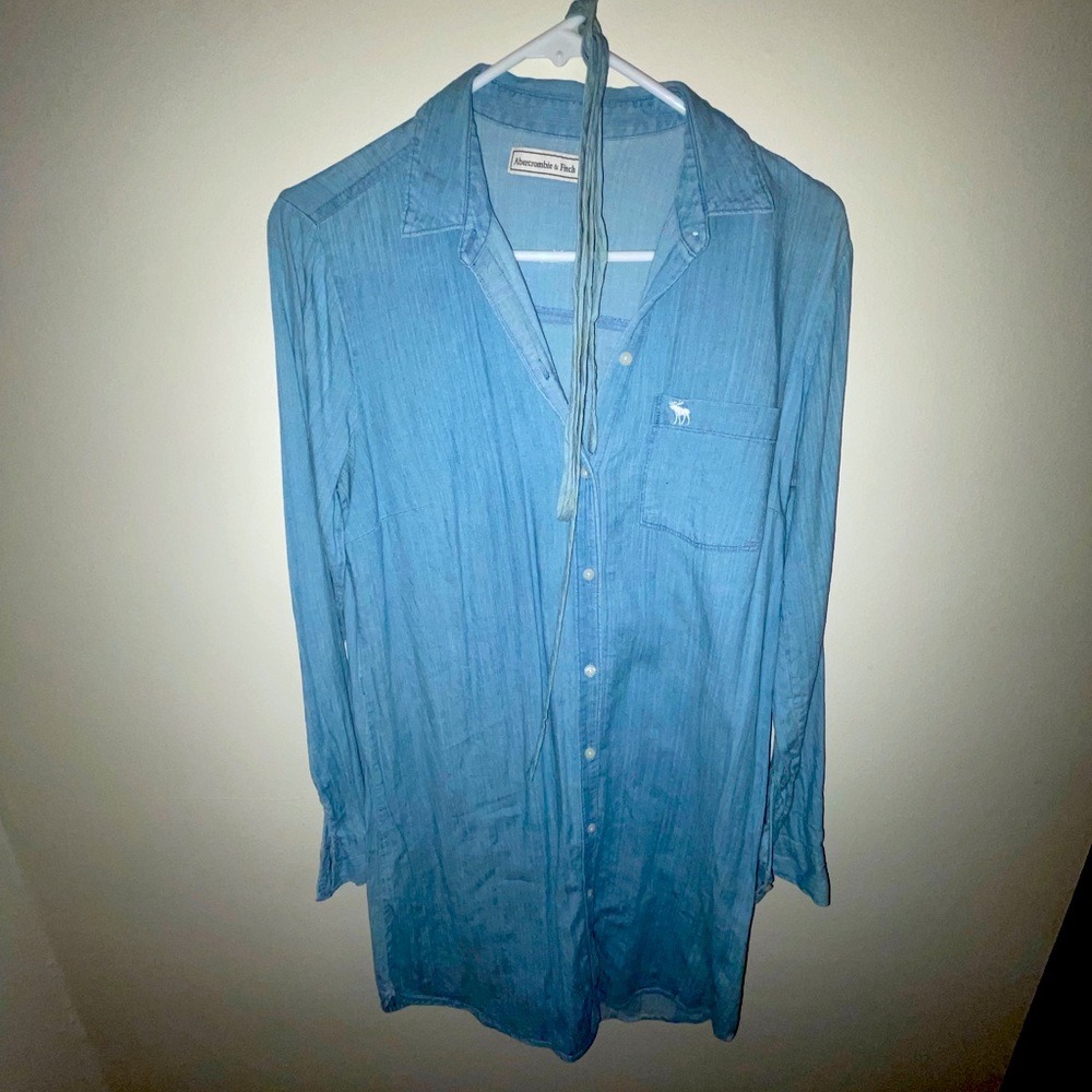 Long Sleeve Jean Button Down Dress